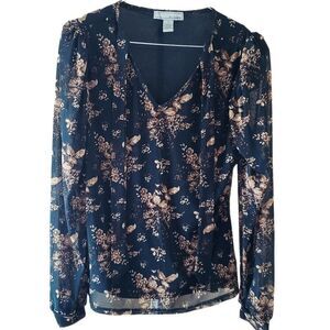 Chico by Design Long Sleeve Forest Green Floral Blouse